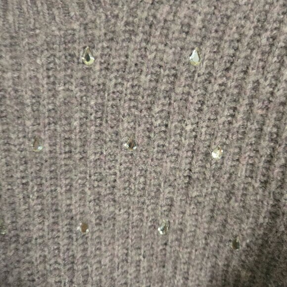 J.Crew Puff Sleeve Rhinestone Heathered Purple Supersoft Yarn Sweater Size XS - Picture 5 of 8